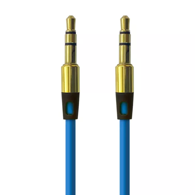 Blauer AUX Audio Kabel 1m 3,5mm Klinkenstecker für Stereo MP3 iPhone Musik Auto