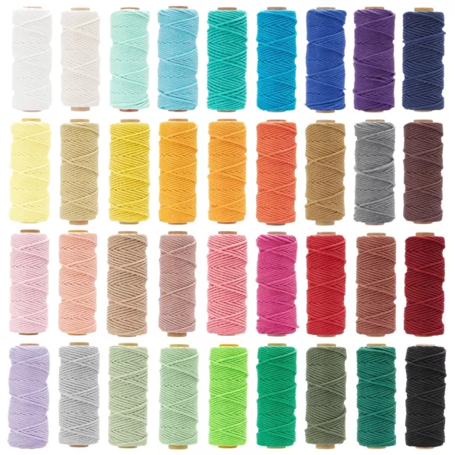 36 Colors Macrame Cord 3mm x 1188 Yards Natural Colored Macrame Supplies 4 St...