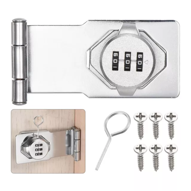 Password Hasp Locks Cabinet Door Combination Lock Barn Door Lock Latch Silver