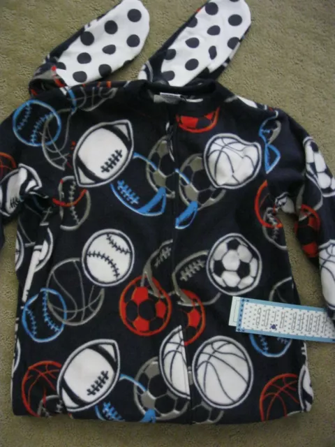 New Komar Kids Footed Pajamas Zip-Front Sleeper Sports Boys Size 4/4T