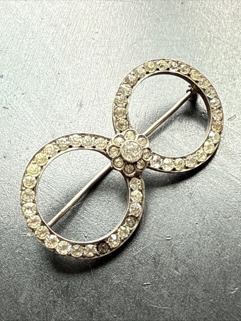 Broche Vintage Art Nouveau/Déco En Acier Et Strass - Motif Soleil, Occasion