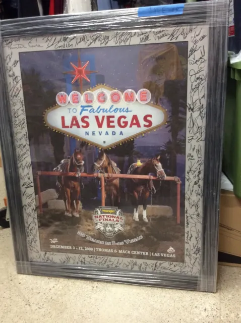 Signed Vegas National Finals Rodeo 2009 Poster Framed