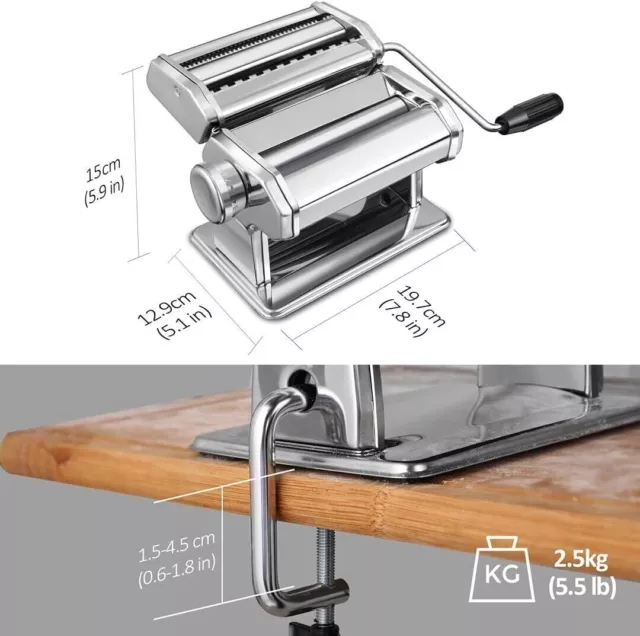 Nudelmaschine Edelstahl Manuell Pastamaker Pastamaschine Lasagne Spaghetti Past