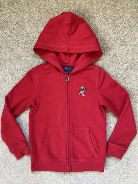 Girls Polo Ralph Lauren Size 6X Red Zip Up Hooded Sweatshirt