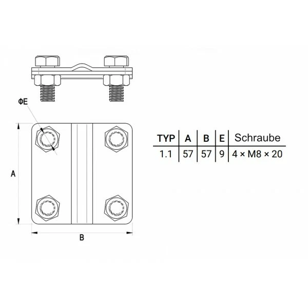 Cross-Connexion 4-Schraubig Blitzschutzgriff Borne de Terre 2522 3
