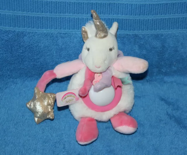 Doudou Et Compagnie Doudou Licorne Veilleuse Blanc Rose Dore Arc En Ciel Happy