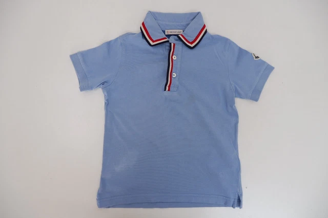 Moncler Boys Collared Polo Top age 6 Yrs Blue Short Sleeve Logo