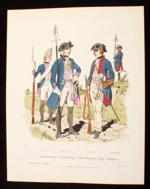 Hessen-Kassel Fusilier Regt (1780 Musketeer Regt) Erbprinz Illustration 11x14