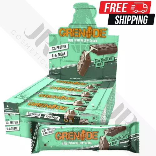 Barrette ad alto contenuto proteico granata cioccolato fondente menta | basso contenuto di zucchero | Carb Killa - 12x60 g