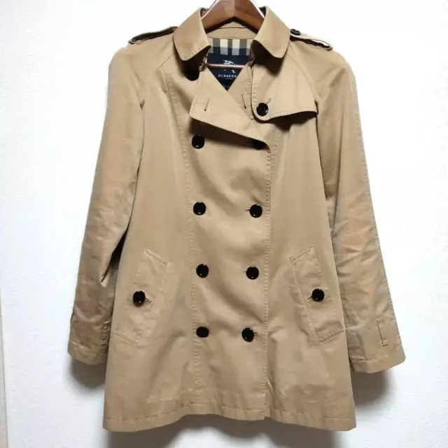 Burberry Trench Coat Double-Breasted Honey Beige Nova Check Size 38 (M)