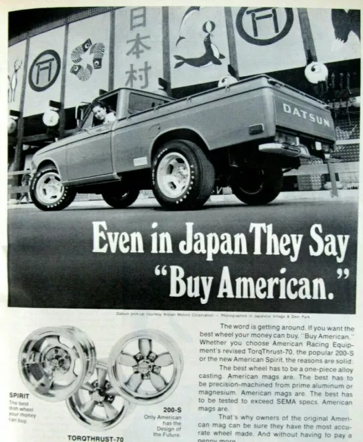 Datsun Pickup VTG 1979 In Japan They Say Buy American Racing Original Print Ad