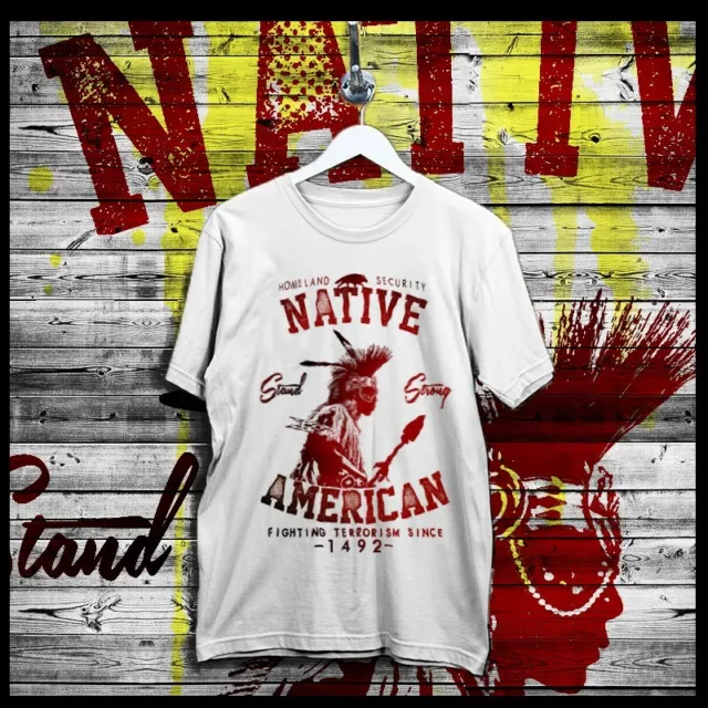 Native American Indian Warrior Headdress T-Shirt Indigenous Pride Power, L