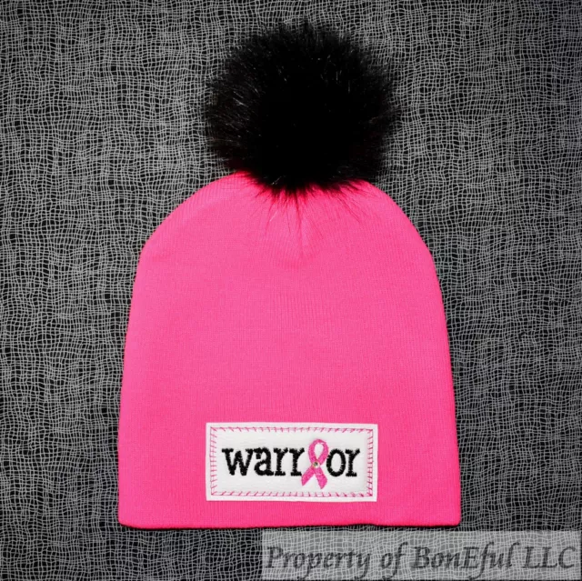 BonEful RTS NEW Boutique Lady Girl Knit Beanie HAT Warrior Fight Breast Cancer L