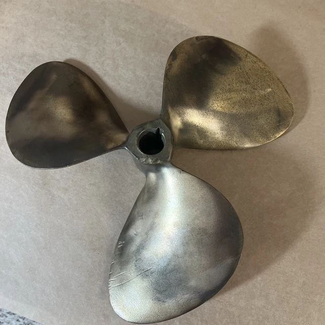 Three Fin Brass Boat Propeller 12” -7/8” Spline