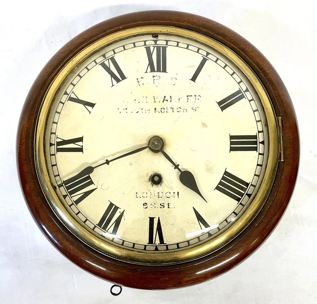 RARE MAHOGANY FUSEE South Eastern Railway Wall Clock JOHN WALKER with 7