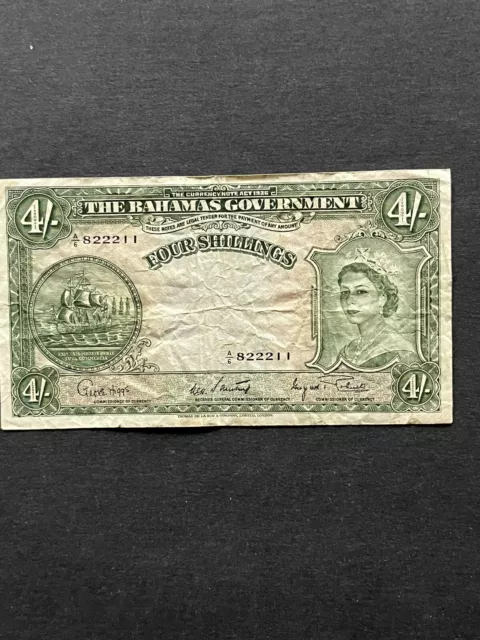 Bahamas Banknote No Date (1953) 4 Shilling #13d Circulated