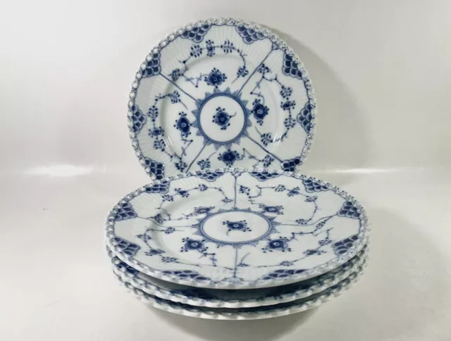 4x Royal Copenhagen Blue Fluted Full Lace 1087 Dessert Plates Diameter 17,5 cm