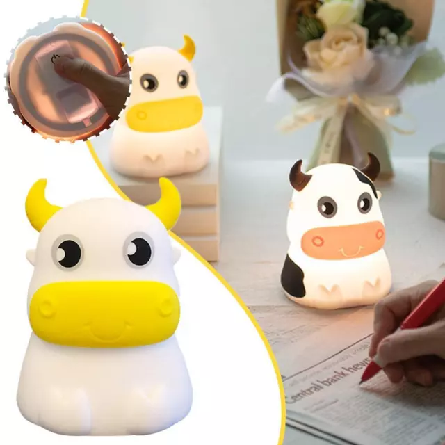 Cute Cow Soft Silicone Night Light Anime Decor Bedside Pat Sleeping Table Lam νе