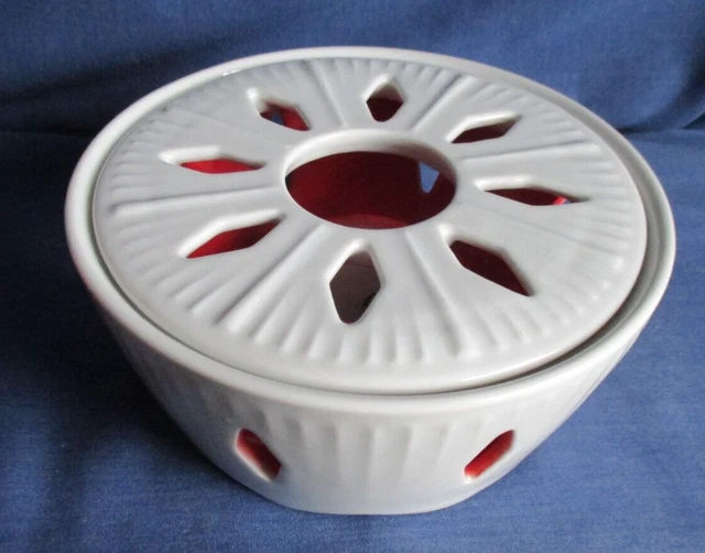 Estuches de porcelana Gerold blanco interior rojo vintage