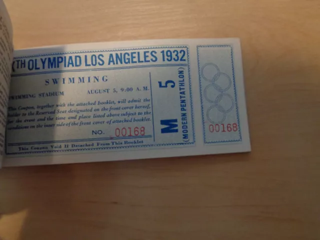 1932 olympics swimming unused season ticket book 17 tickets 3