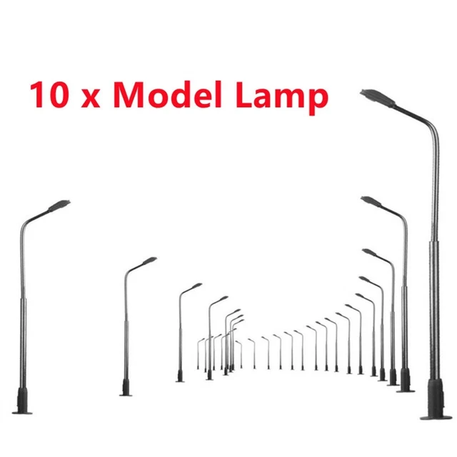 10 Lampioni Per Diorami In Scala HO (1:87) Con LED - Plastici Ferroviari E Modellismo