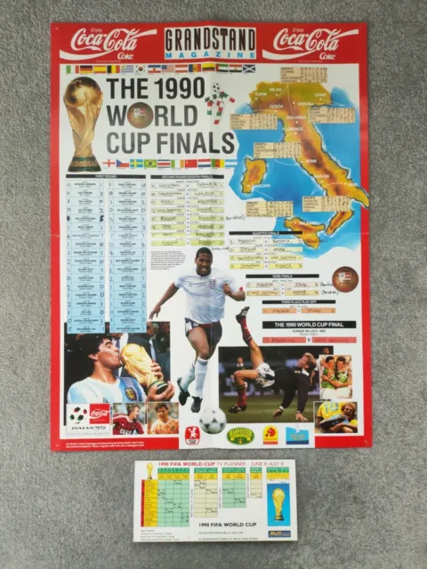 Poster Planner Grandstand Magazine Italia 90 1990 FIFA Coppa del Mondo + Pianificatore Scrivania