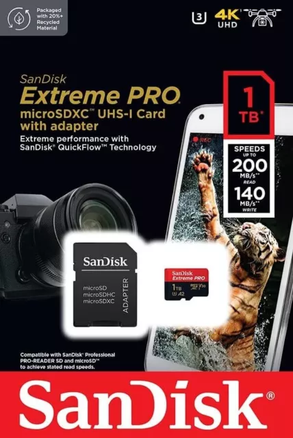 Sandisk 1TB Extreme PRO Micro SD MicroSDXC Memory Card SDSQXCD-1T00-GN6MA