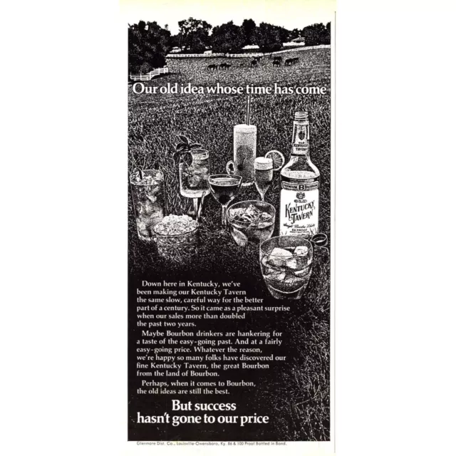 Kentucky Tavern Bourbon Vintage Print Ad Horse Pasture White Fence Wall Art