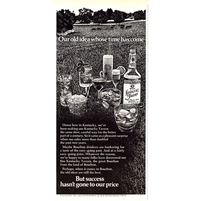 Kentucky Tavern Bourbon Vintage Print Ad Horse Pasture White Fence Wall Art