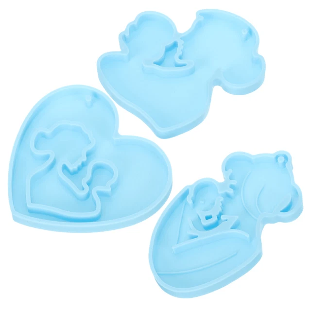 3pcs clés de bricolage Moules de résine Mom Baby Keychain Moule Silicone Pendre