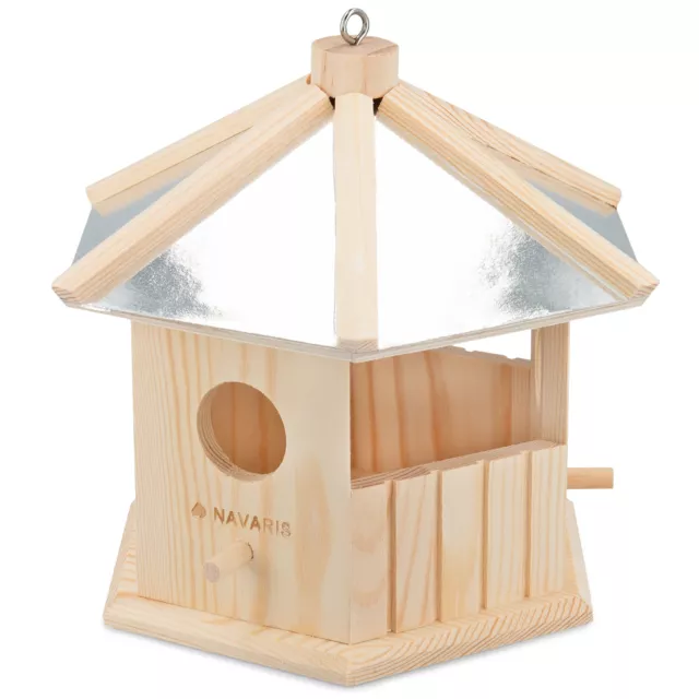Vogelhaus aus Holz zum Aufhängen Vogelfutterhaus wetterfest für Balkon Garten