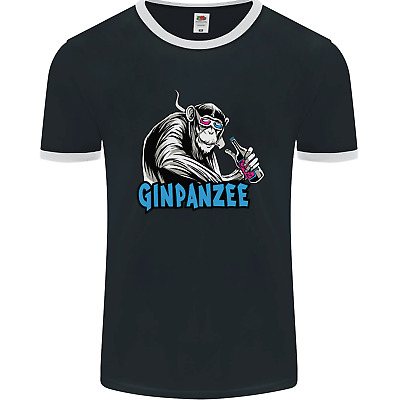 Ginpanzee Funny Gin Drinker Monkey Alcohol Mens Ringer T-Shirt FotL