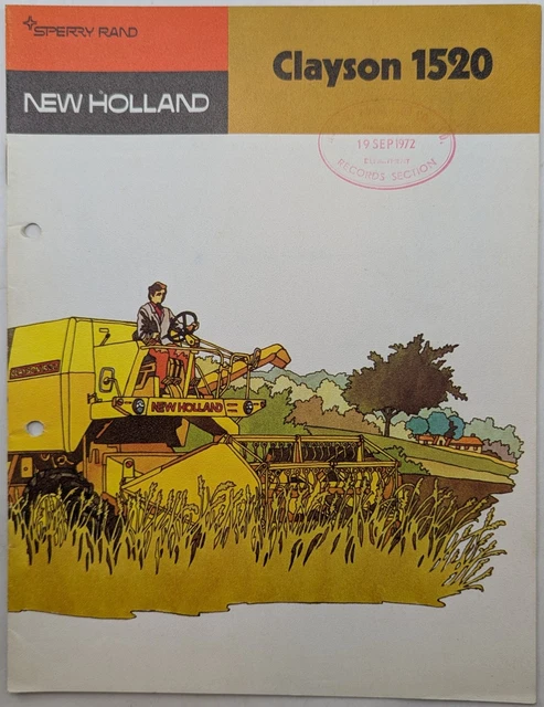 Original Brochure For Sperry Rand New Holland Clayson 1520 Combine Harvester
