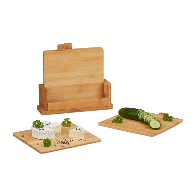 Planche à Découper Set de 4 Support Cuisine Plat Service Découpe Pain