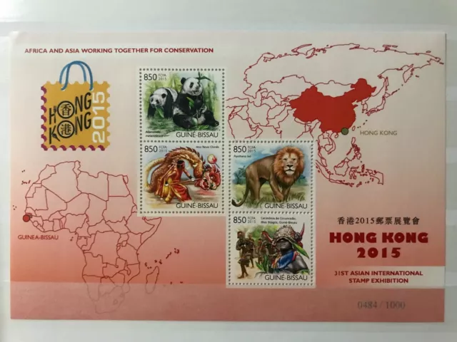 Guinea Bissau - Panda - Lion - Expo Hong Kong 2015 - stamps - Timbres - MNH** 2G