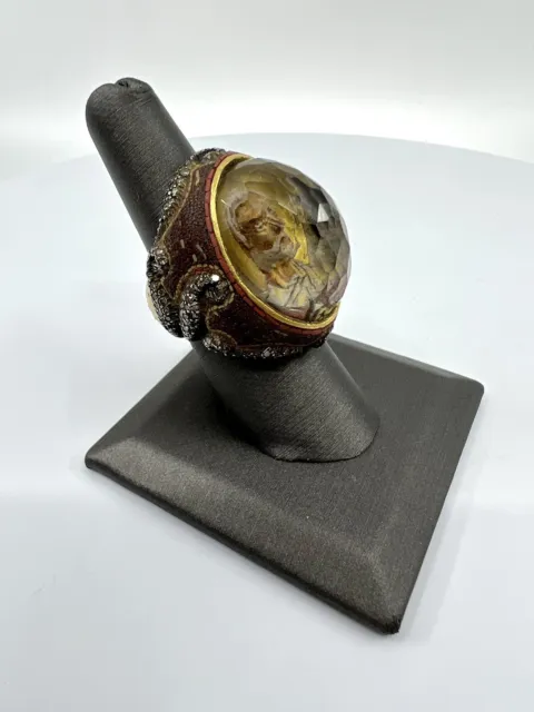 SEVAN BICAKCI 24K Diamond Silver & Carved Amethyst Santa Claus Ring 1454T