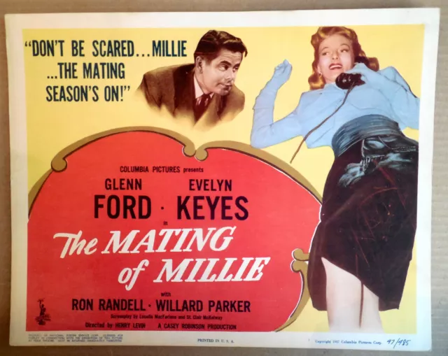 Vintage 11X14 Lobby Card The Mating Of Millie Glen Ford Evelyn Keyes  1947 Love