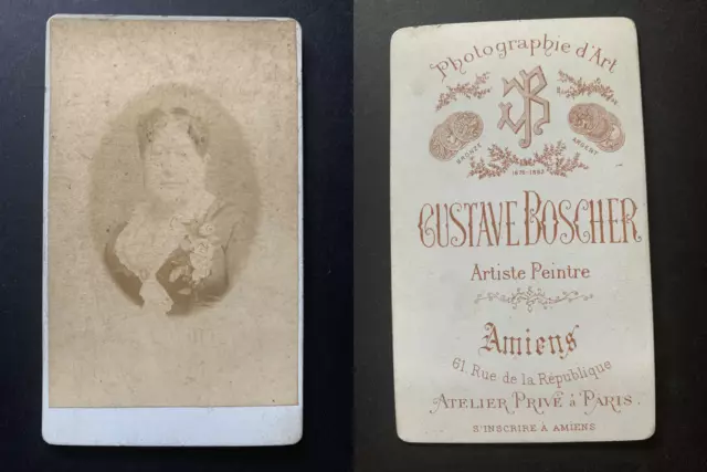 G.Boscher, Amiens, portrait d&#039;une femme à identifier  Vintage albumen print