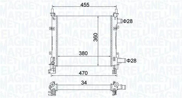 RADIATORE ACQUA RAFFREDDAMENTO MOTORE FORD KA 1.3i DA 1996 AL 2008 MAGNETI