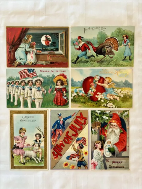 Antique Postcards Patriotic Halloween Christmas Military Real Photo Holiday 93