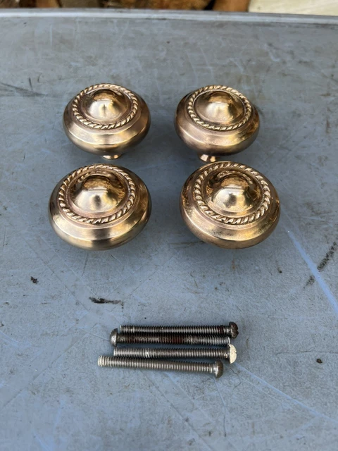 4 Vintage Brass Cupboard Cabinet Door Drawer Knobs Handles