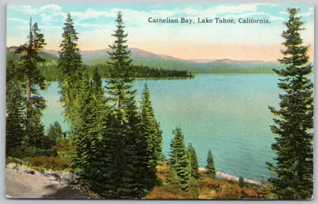 Postcard CA Lake Tahoe California Carnelian Bay Pine Trees P5G