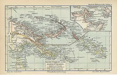 Karte Bismarck Archipel Reich deutsche Kolonien in der Südsee von 1902 & Text M6