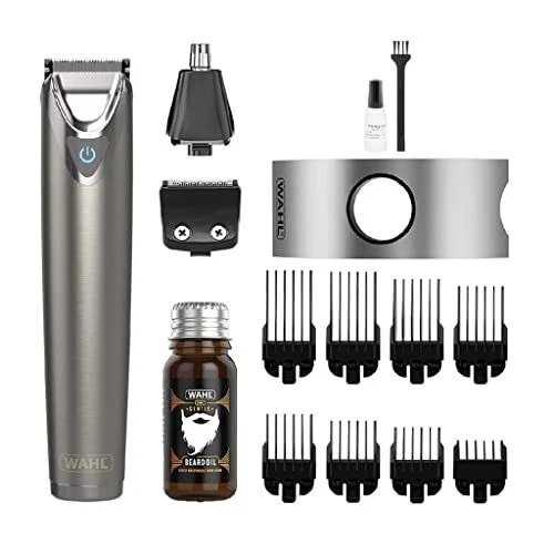 WAHL Set regalo per la cura del viso e del corpo in acciaio inox, taglierini da uomo, barba