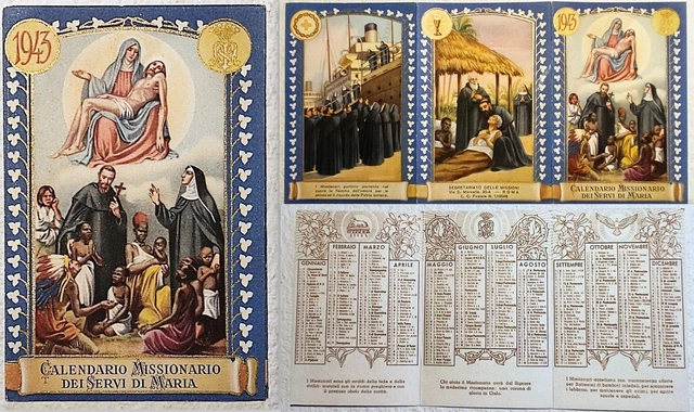 Calendario Missionario dei Servi di Maria - 1943 - Ottimo -