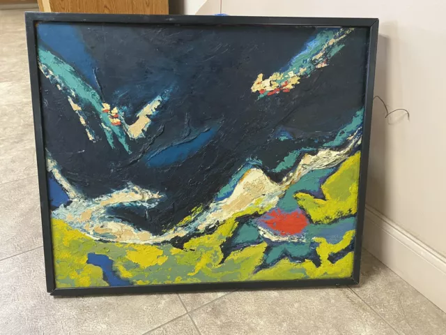 Unknown Unsigned Mystery MCM Mid Century Modern Abstract Impasto Rare Painting