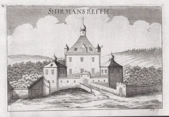 Schirmannsreith Corno Bassa Austria Incisione Stampa Antica Vischer 1672