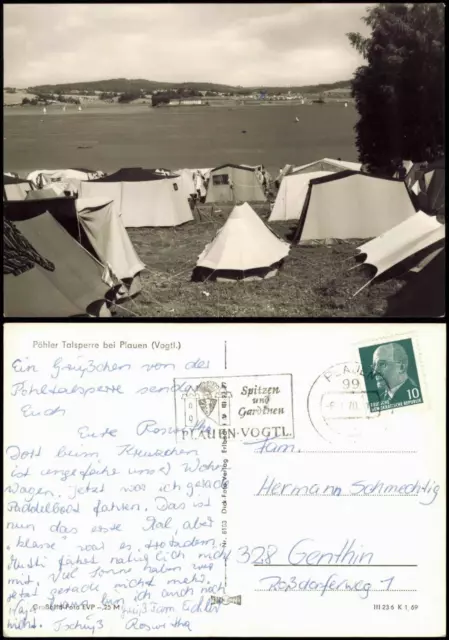 Pöhl Zeltplatz Camping Pöhler Talsperre bei Plauen (Vogtl.) DDR AK 1970