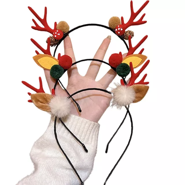 Children Christmas Red Bows Headband Women Girl Classic Elastic Reindeer Antler