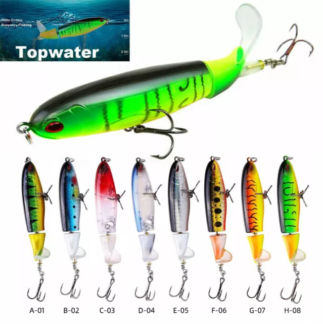 Topwater Floating Fishing Lures Rotating Tail Surface Crankbaits Whopper Plopper